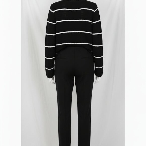 EUC Chicos Ponte Pull On Pants 8 Black Stretch Knit Elastic Waist Faux Pockets - Picture 5 of 11